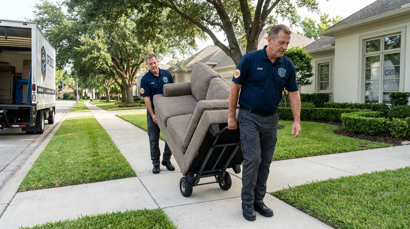Local residential moving crew loading furniture in Newfield, NJ